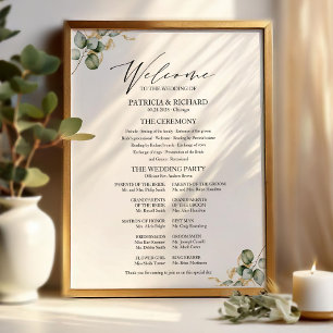 Poster Sinal do Programa de Casamento Verde Dourado Elega