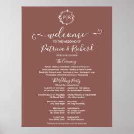 Poster Sinal do Programa de Cerimônia de Casamento Monogr