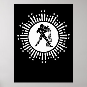 Poster Sinal do Zodíaco Aquário com Desenho de Explosão E