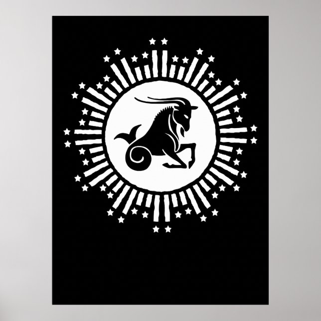 Poster Sinal do Zodíaco Capricórnio Design Còsmico de Exp (Frente)