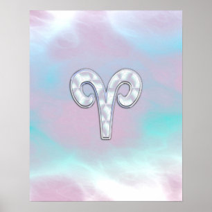 Poster Sinal do zodíaco do Aries do estilo da madrepéro