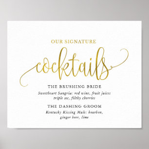 Poster Sinal dos cocktail da assinatura do ouro da