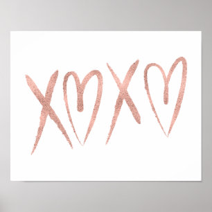 Poster Sinal Dourado cor-de-rosa escovado moderno do