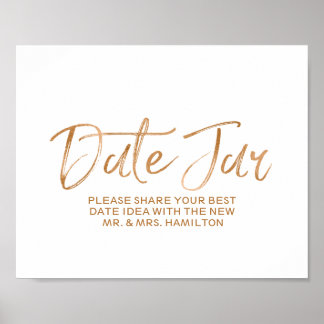 Póster Sinal Dourado de data de casamento Jar 8x10 Na mod
