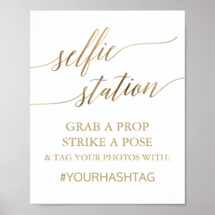 Poster Sinal Dourado elegante da estação de Selfie da