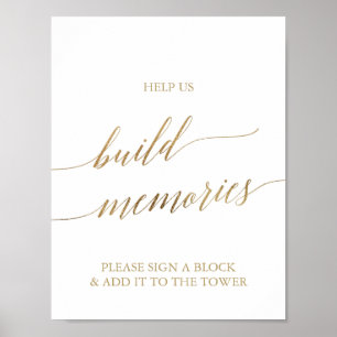 Poster Sinal Dourado elegante das memórias da construç