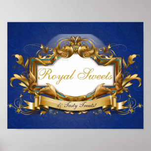 Poster Sinal elegante real do bufete dos doces dos doces