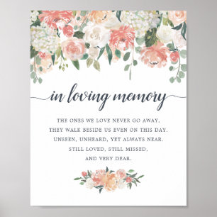 Poster Sinal floral do memorial do casamento dos plenos
