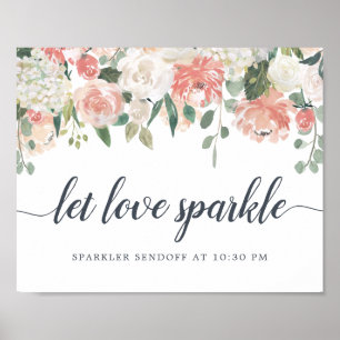 Poster Sinal floral do Sendoff do Sparkler do casamento