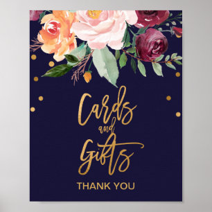 Póster Sinal floral dos cartões e dos presentes do outon