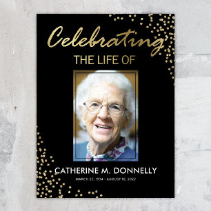 Poster Sinal Funeral Celebração do Life Black Dourado