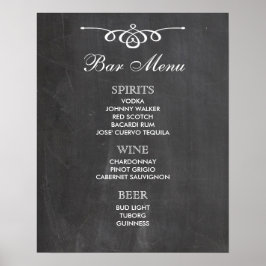 Poster sinal grande MENU do bar | quadro | bar de casamen