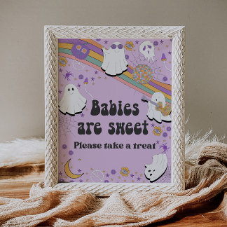 Poster Sinal Groovy Little Boo Hippie Bebês São Doce