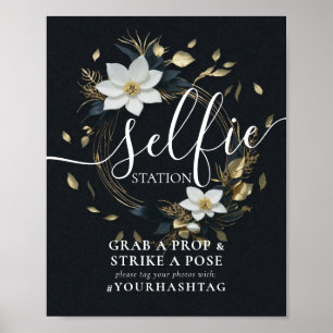Poster Sinal Hashtag de Casamento da Estação de Wreath Fl