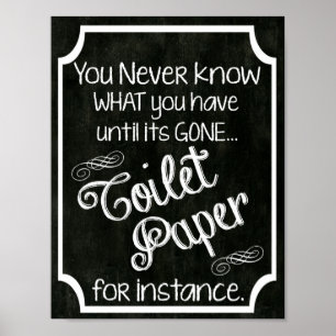 Poster Sinal Humor Chalkboard de Banheiro