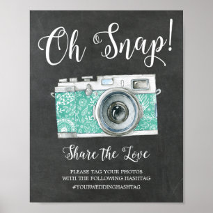 Póster Sinal instantâneo do casamento de Hashtag da