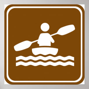 Póster Sinal Kayaking da estrada