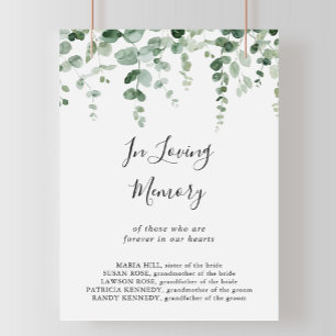 Poster Sinal Minimalista de Eucalipto Verde Em Memória Ca