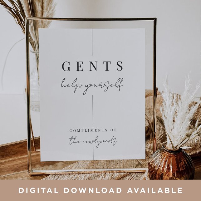 Poster Sinal Mínimo Moderno de Banheira de Casamento de G (Criador carregado)