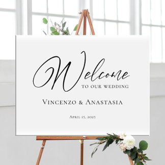 Poster Sinal moderno de boas-vindas, caligrafia elegante
