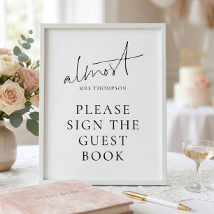 Poster Sinal Moderno de Quase Senhora Livro de Visitas Ch