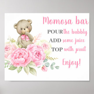 Poster Sinal Momosa de Urso chá de fraldas