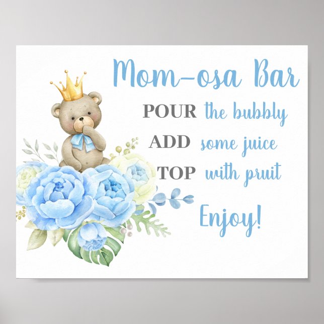 Poster Sinal Momosa de Urso chá de fraldas (Frente)