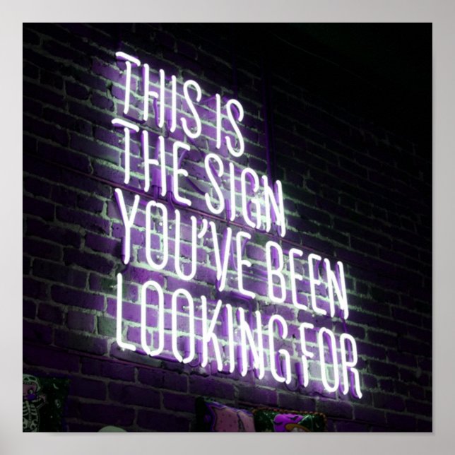 Poster Sinal Motivacional Engraçado Procurando Neon (Frente)