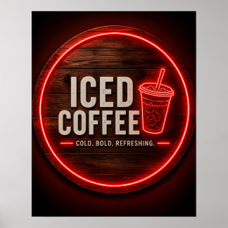 Poster Sinal Neon de Café Gelado
