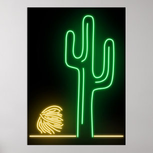 Poster Sinal Neon de Paisagem do Deserto