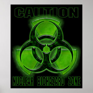 Póster Sinal nuclear do cuidado do Biohazard