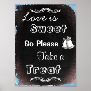 Poster Sinal para o bufete dos doces, estilo do casamento
