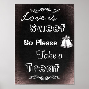 Póster Sinal para o bufete dos doces, estilo do casamento