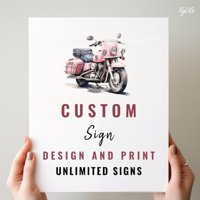 Poster Sinal Personalizado de Aniversário de Moto Rosa (Criador carregado)