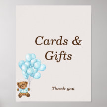 Sinal Personalizado de Chã de Bebê Urso Azul Bebê