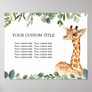 Poster Sinal personalizado de chá de fraldas de animais S