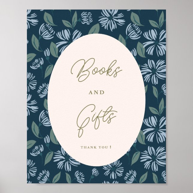 Poster Sinal Personalizado de Chá de fraldas Floral de Bl (Frente)