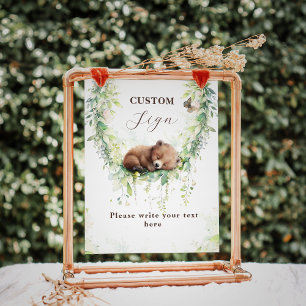Poster Sinal Personalizado de Chá do Woodland Baby Boy