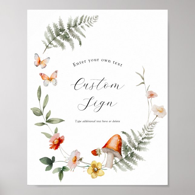 Poster Sinal Personalizado de Cogumelo Florestal Encantad (Frente)