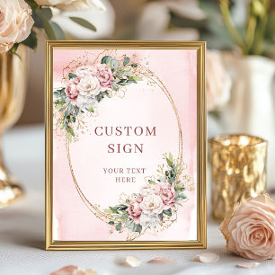 Poster Sinal Personalizado de Eucalipto Rosa Pó Luxuoso B