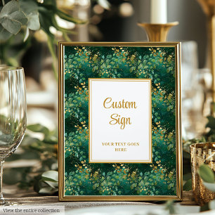 Poster Sinal Personalizado de Eucalyptus Dourado Verde Hu