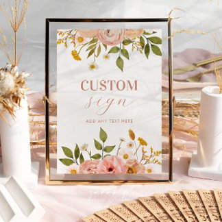 Poster Sinal Personalizado de Flores Boêmias