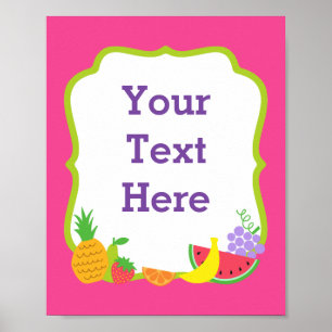 Poster Sinal Personalizado de Fruta de segundo aniversári