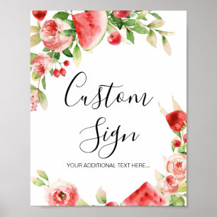 Poster Sinal personalizado de Fruta de Verão e Chá de fra