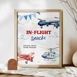 Poster Sinal Personalizado de Lanches Tema de Avião em Vô