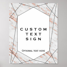 Póster Sinal Personalizado de Mármore Geométrico Dourado 