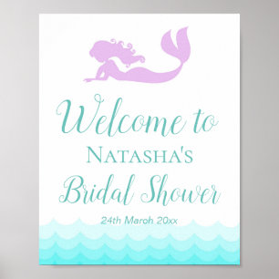 Poster Sinal personalizado de sereia e ondas 8x10"