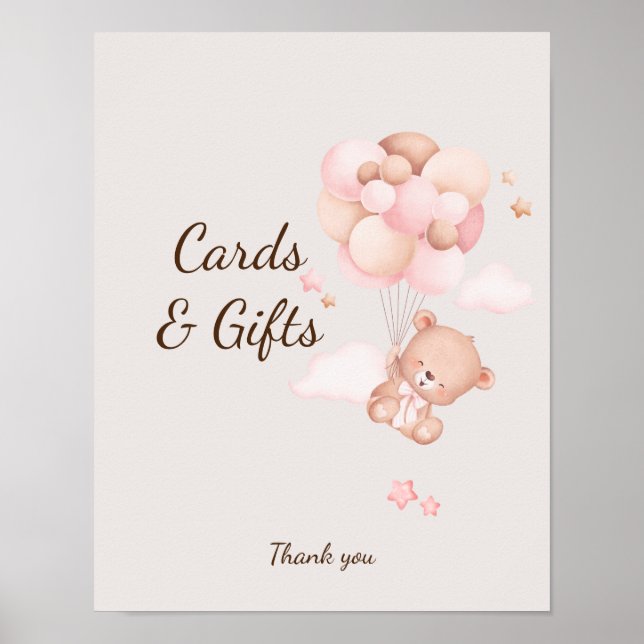 Poster Sinal Personalizado do Chá de fraldas Bear Bear Ro (Frente)