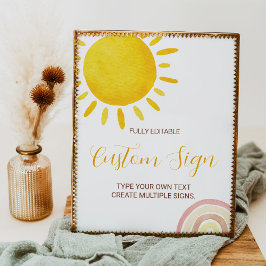 Poster Sinal personalizado do primeiro aniversario Sunshi