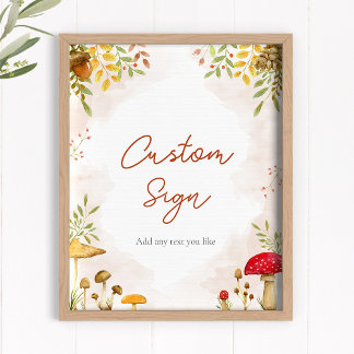Poster Sinal personalizado para chá de fraldas Woodland